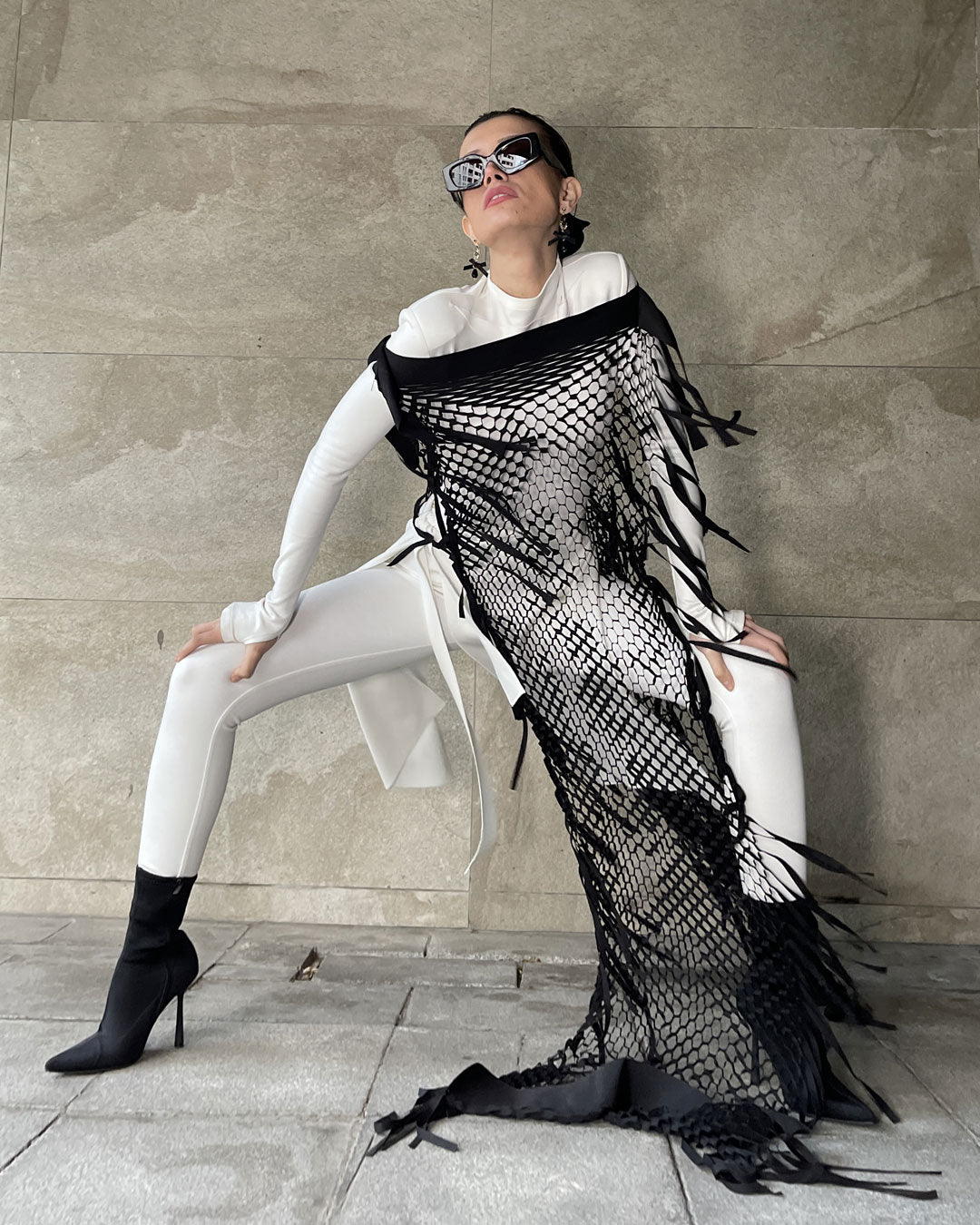 Burcu Aslan Dress OTE MESH FULL LENGTH TOP DRESS