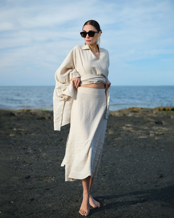 Burcu Aslan Skirt FASI LINEN SKIRT