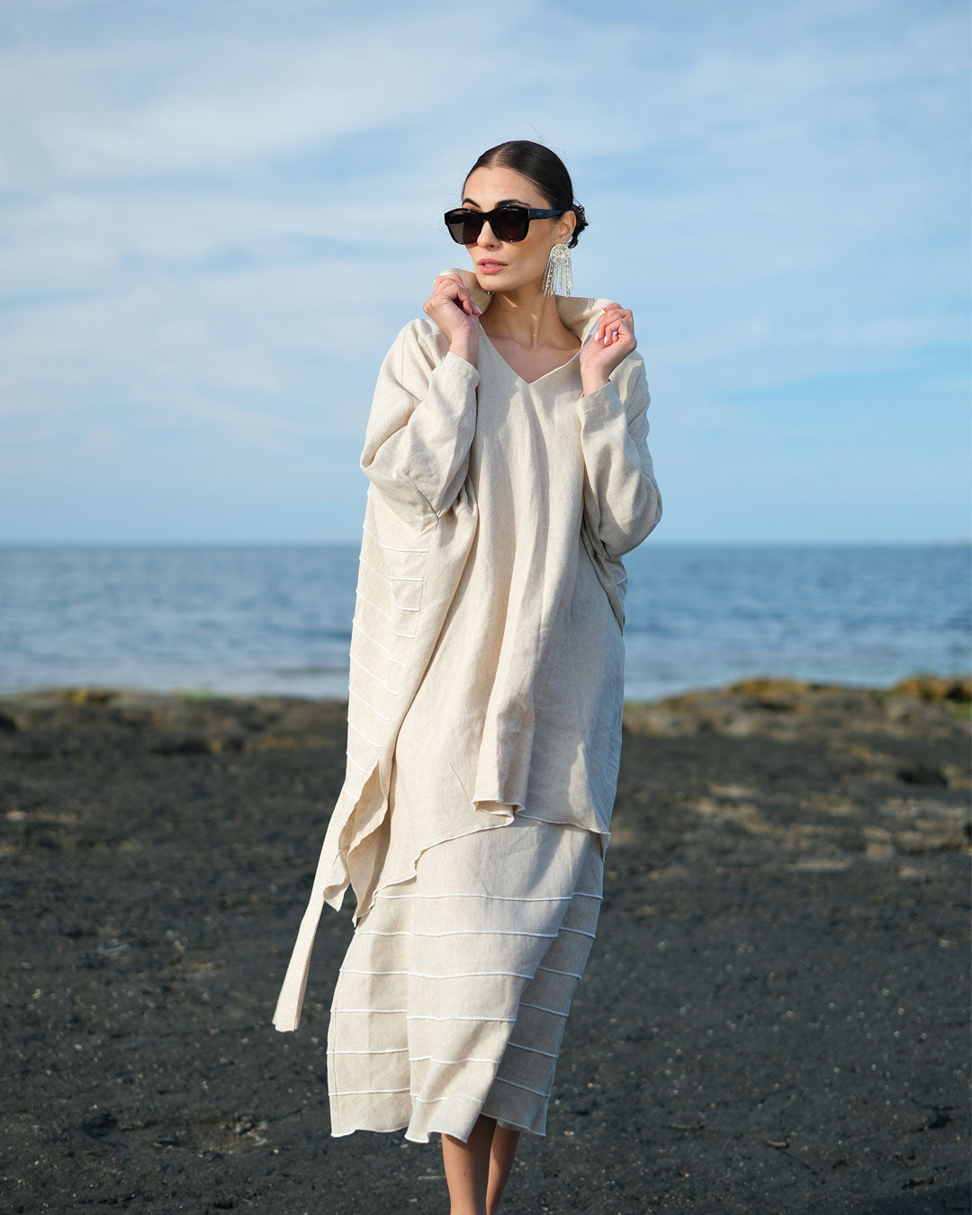 Burcu Aslan Tunic FASILA LINEN TUNIC-SHIRT