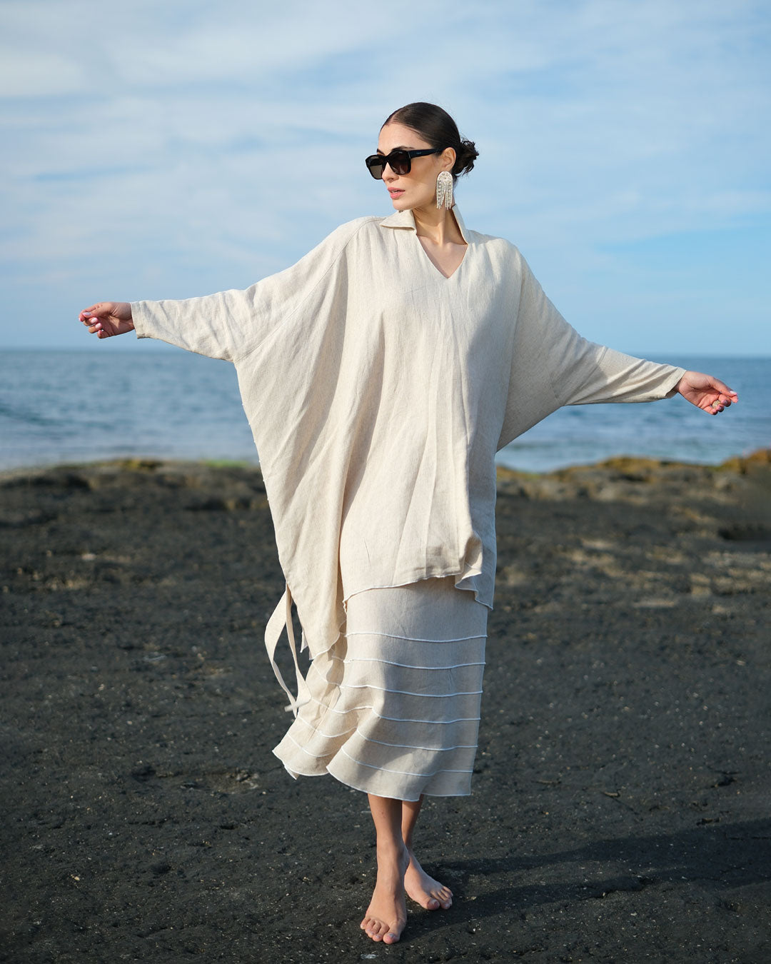 Burcu Aslan Tunic FASILA LINEN TUNIC-SHIRT