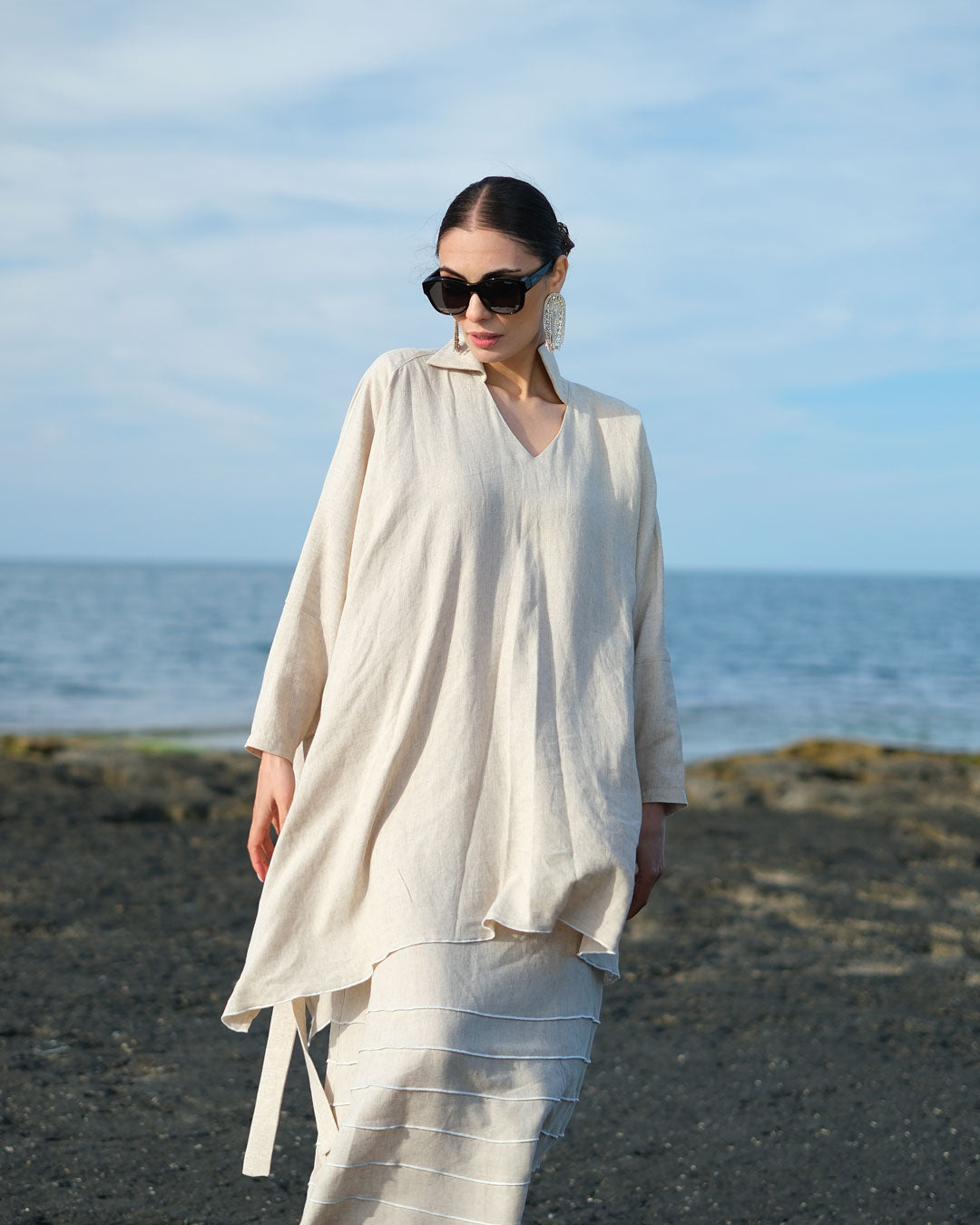 Burcu Aslan Tunic FASILA LINEN TUNIC-SHIRT