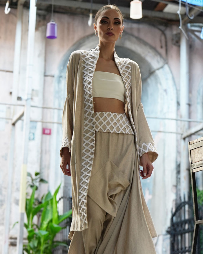 Burcu Aslan Kimono KUARK LINEN CAFTAN KIMONO