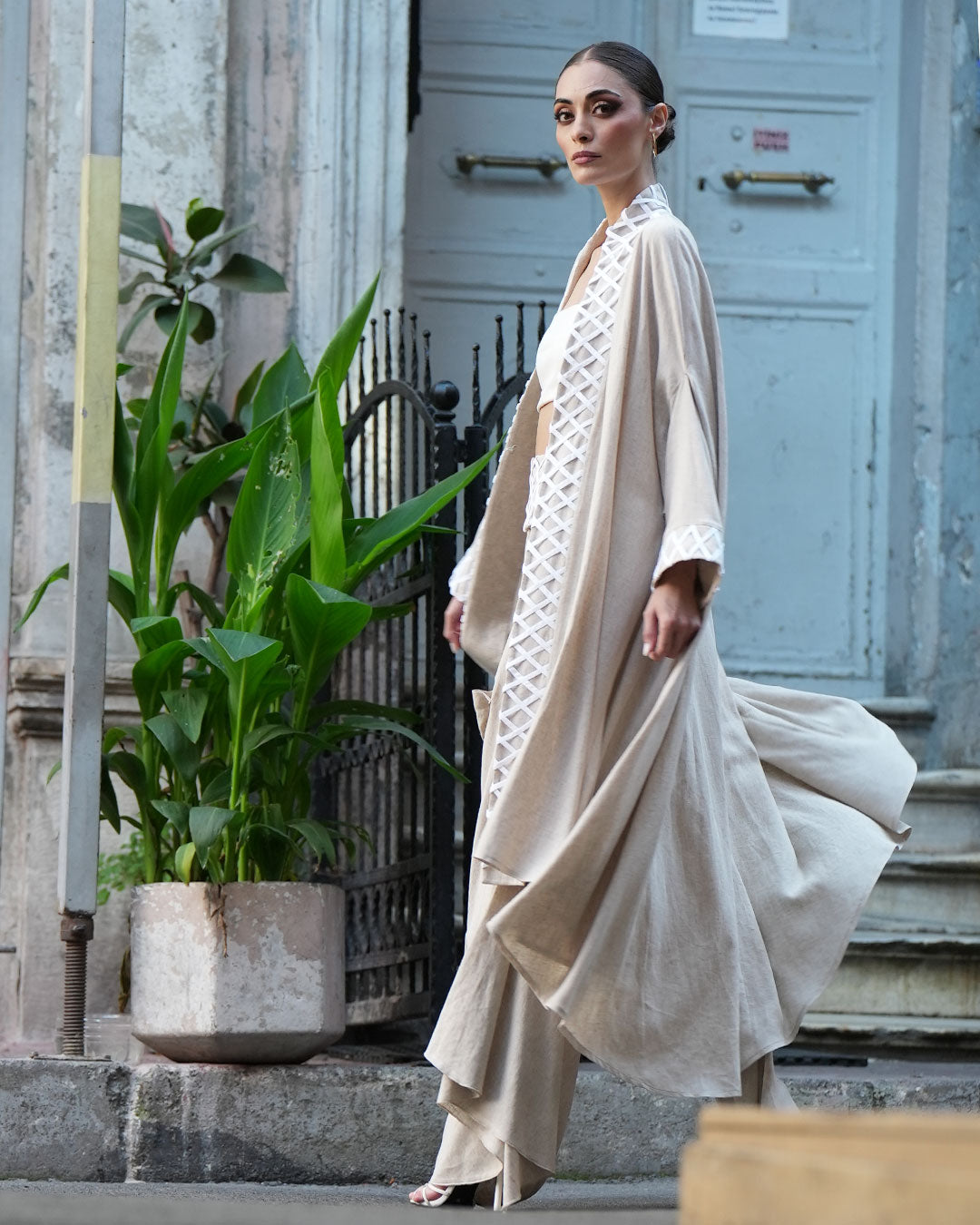 Burcu Aslan Kimono KUARK LINEN CAFTAN KIMONO