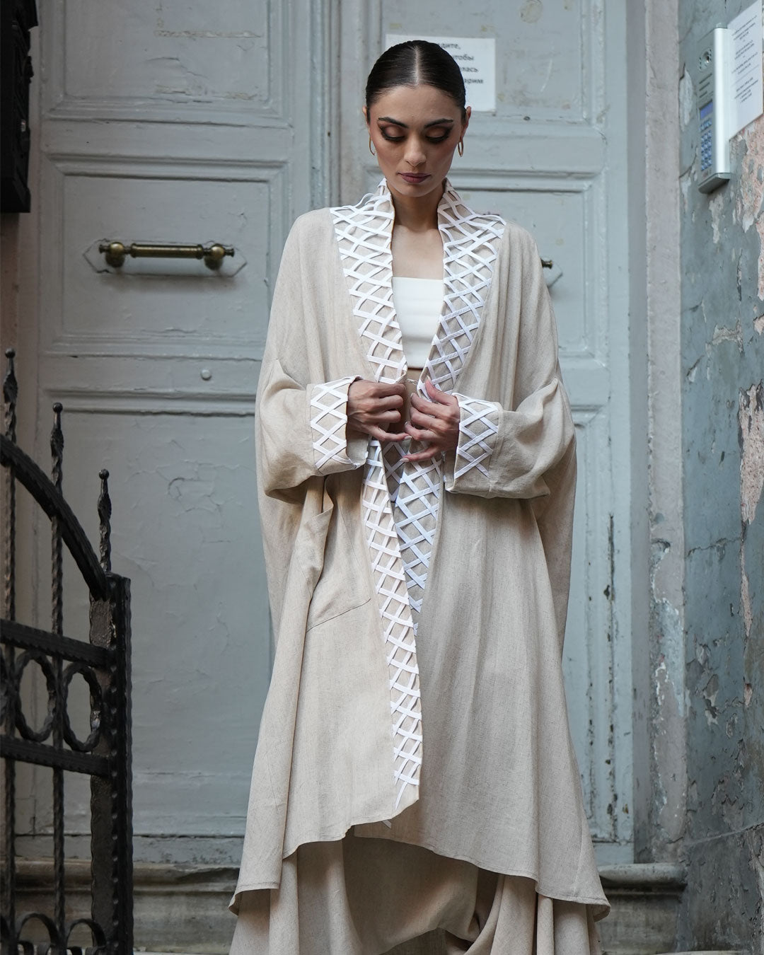Burcu Aslan Kimono KUARK LINEN CAFTAN KIMONO