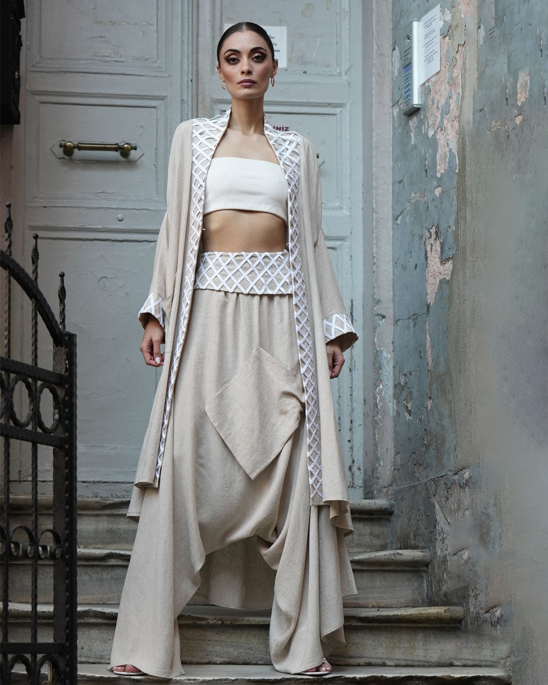 Burcu Aslan Kimono KUARK LINEN CAFTAN KIMONO