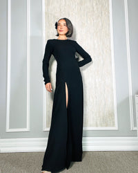 Burcu Aslan Dress NEPU BLACK DEEP LEG SLIT DRESS