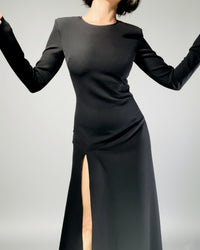 Burcu Aslan Dress NEPU BLACK DEEP LEG SLIT DRESS