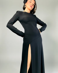 Burcu Aslan Dress NEPU BLACK DEEP LEG SLIT DRESS