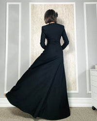 Burcu Aslan Dress NEPU BLACK DEEP LEG SLIT DRESS