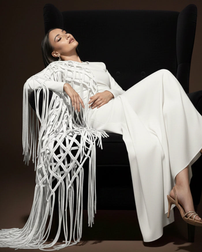 Burcu Aslan Shawl POLE FRINGED HANDMADE SHOLDER SHAWL/ ACCESSORIES/ NECKLACE