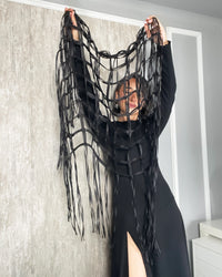 Burcu Aslan Shawl SABERI FRINGED HANDMADE SHOLDER SHAWL / ACCESSORIES / NECKLACE