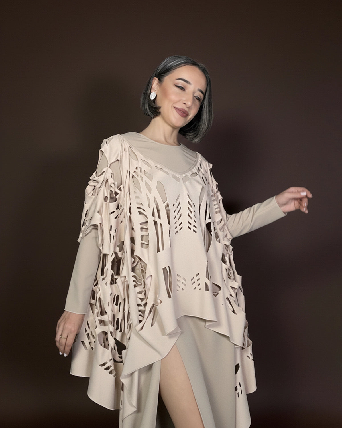 Burcu Aslan Tunic SANE OVERSIZE LASER CUT TUNIC