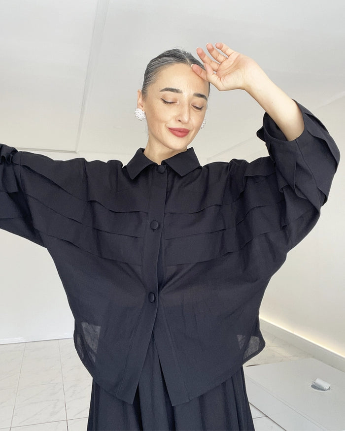 Burcu Aslan Shirt SIGO COTTON BLACK SHIRT