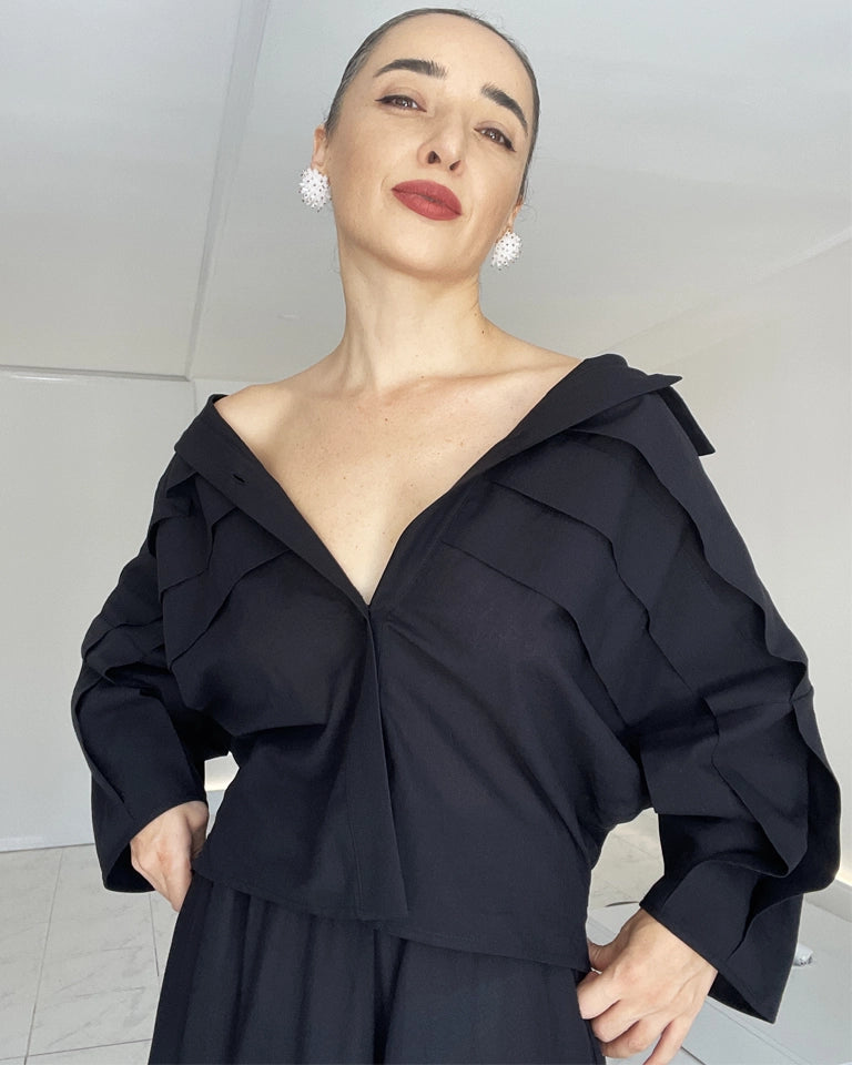 Burcu Aslan Shirt SIGO COTTON BLACK SHIRT